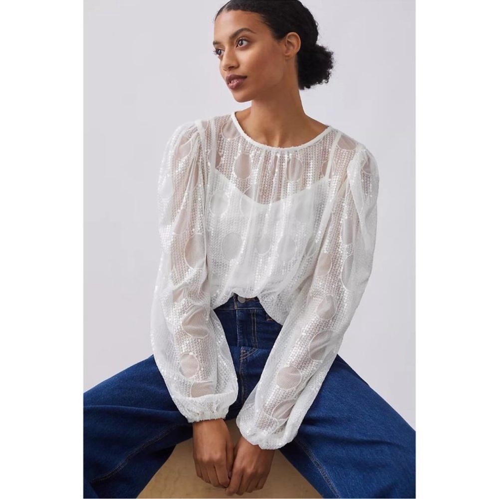 Anthropologie Eva Franco Sequined Sheer Top